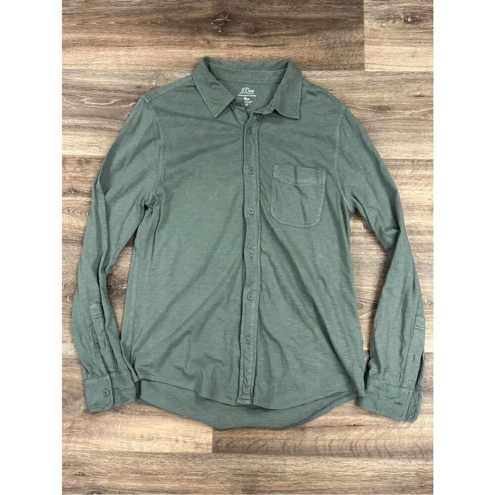 J. Crew Garment-Dyed Harbor Shirt Green Button Down Men’s Medium